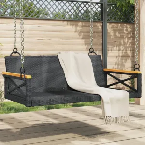 Swing Bench Black 42.9"x24.4"x15.7" Poly Rattan