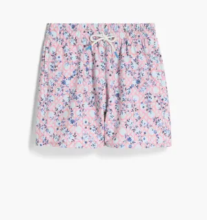 The Tiny Julien Swim Trunk - Pink Basketweave Vine