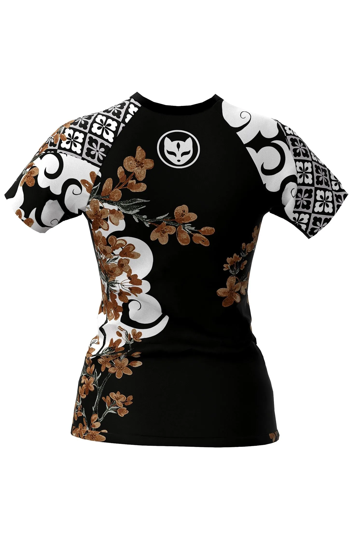 Women's Cherry Blossom Ranked Jiu Jitsu Art Wear Rashguard - Short Sleeve