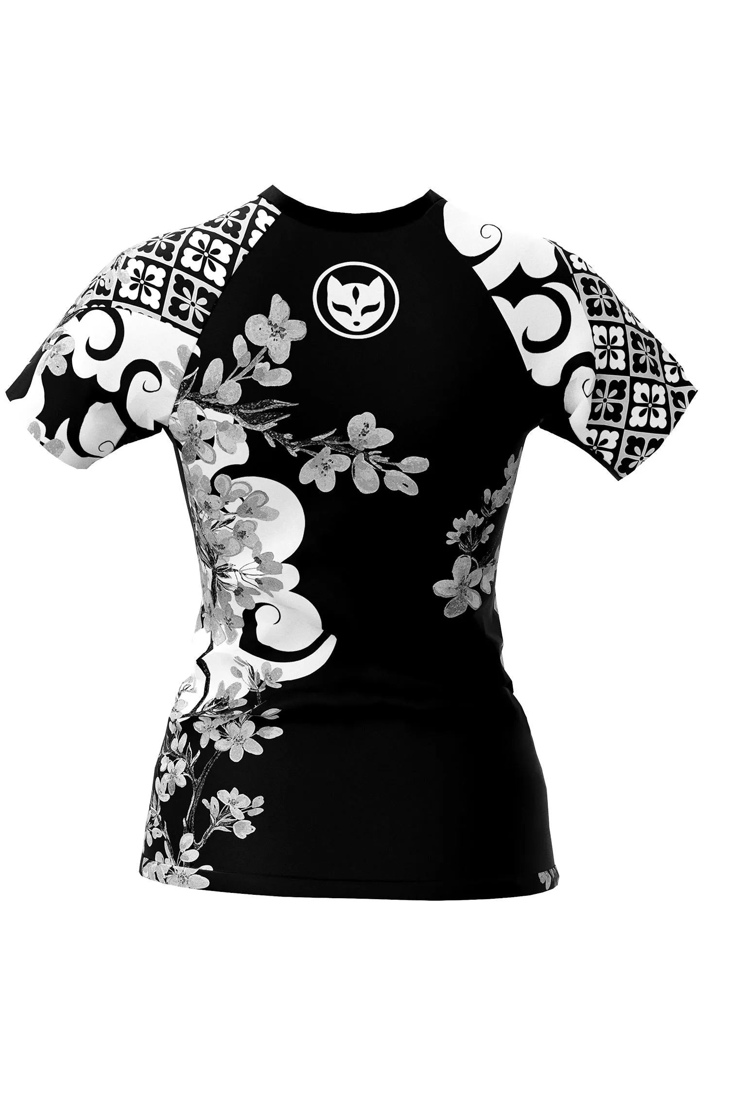 Women's Cherry Blossom Ranked Jiu Jitsu Art Wear Rashguard - Short Sleeve