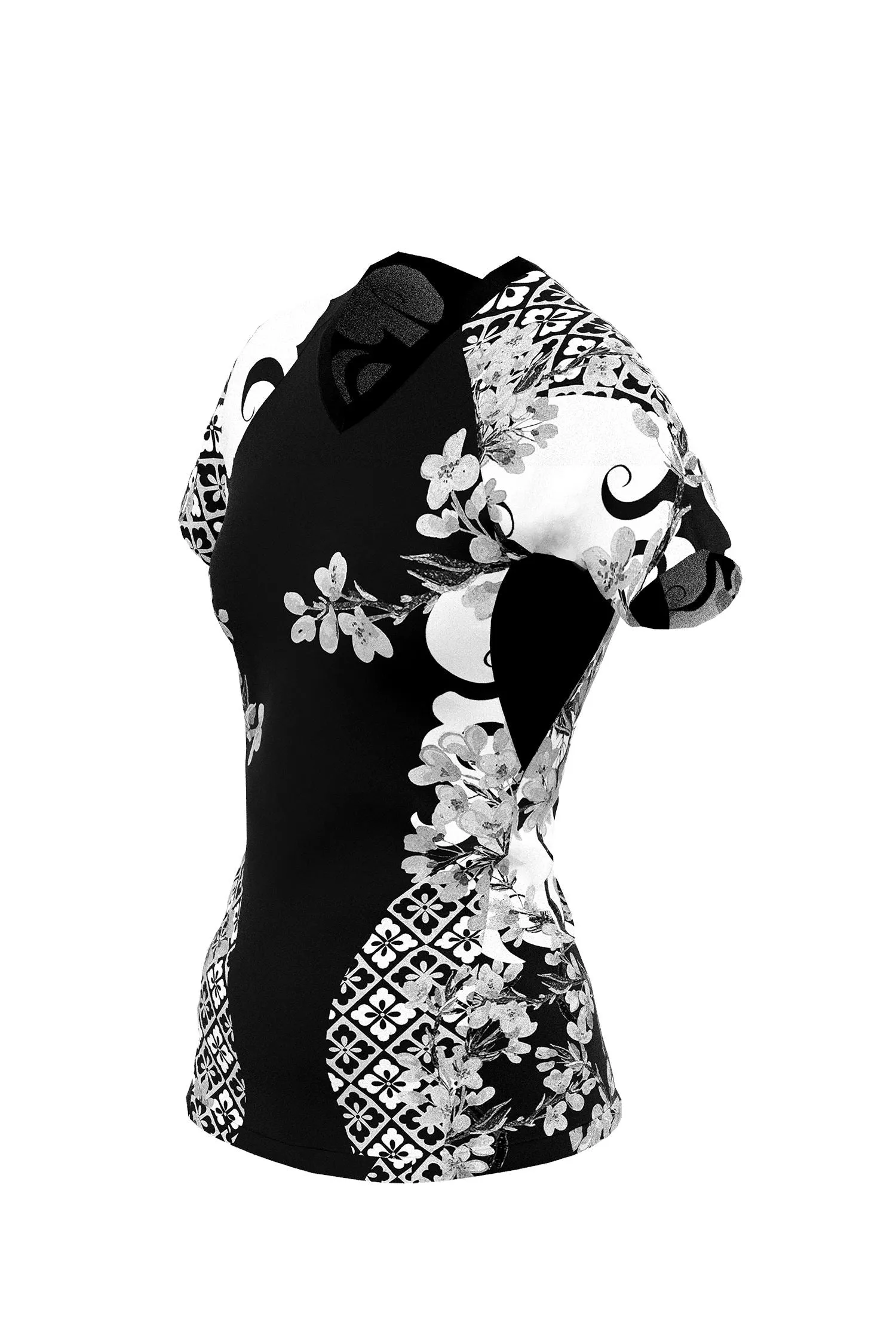 Women's Cherry Blossom Ranked Jiu Jitsu Art Wear Rashguard - Short Sleeve