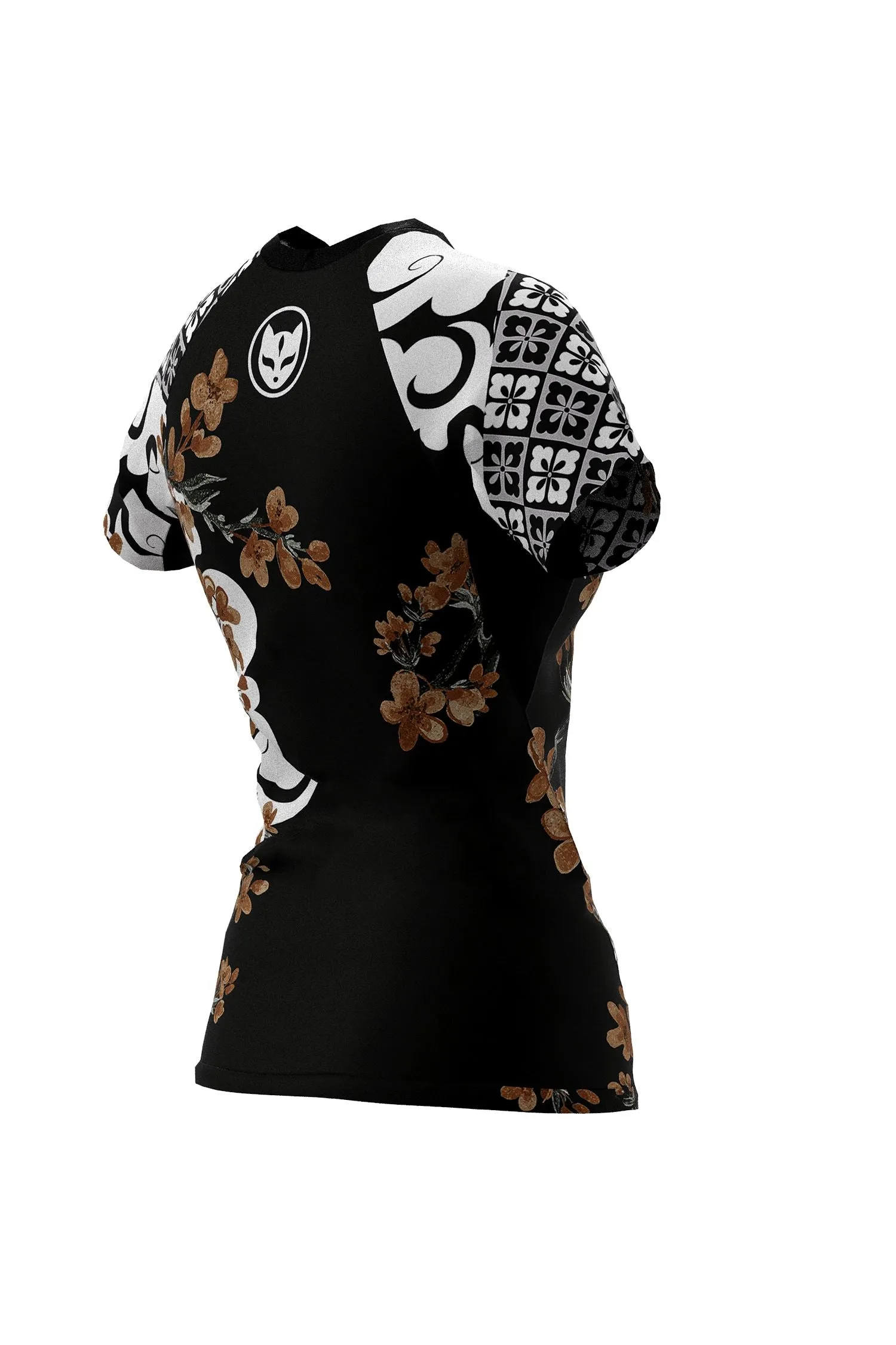 Women's Cherry Blossom Ranked Jiu Jitsu Art Wear Rashguard - Short Sleeve