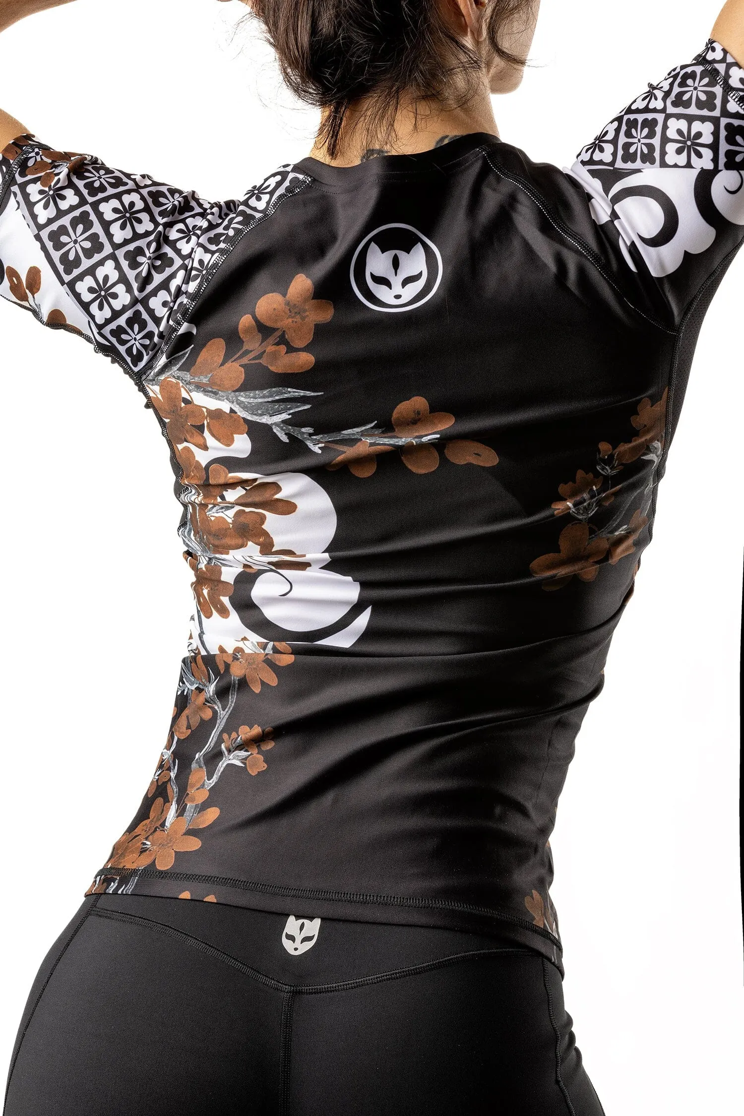 Women's Cherry Blossom Ranked Jiu Jitsu Art Wear Rashguard - Short Sleeve