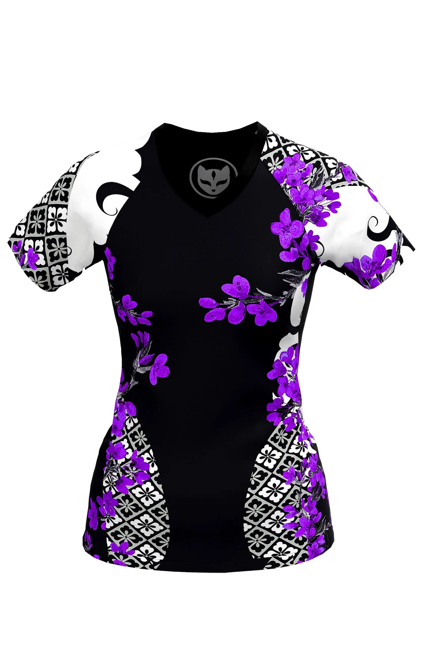 Women's Cherry Blossom Ranked Jiu Jitsu Art Wear Rashguard - Short Sleeve