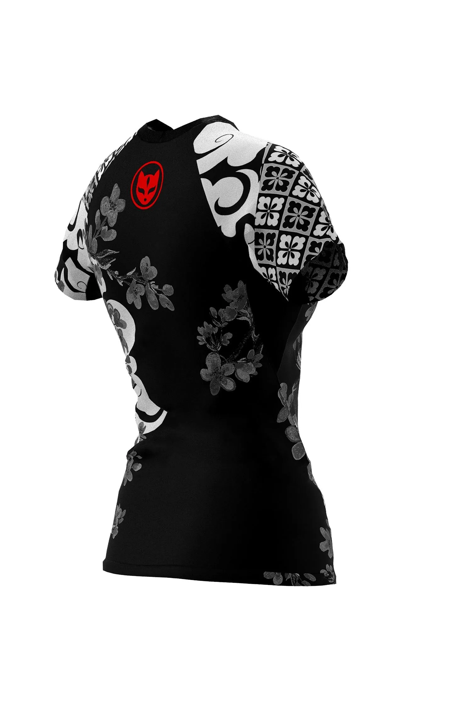 Women's Cherry Blossom Ranked Jiu Jitsu Art Wear Rashguard - Short Sleeve