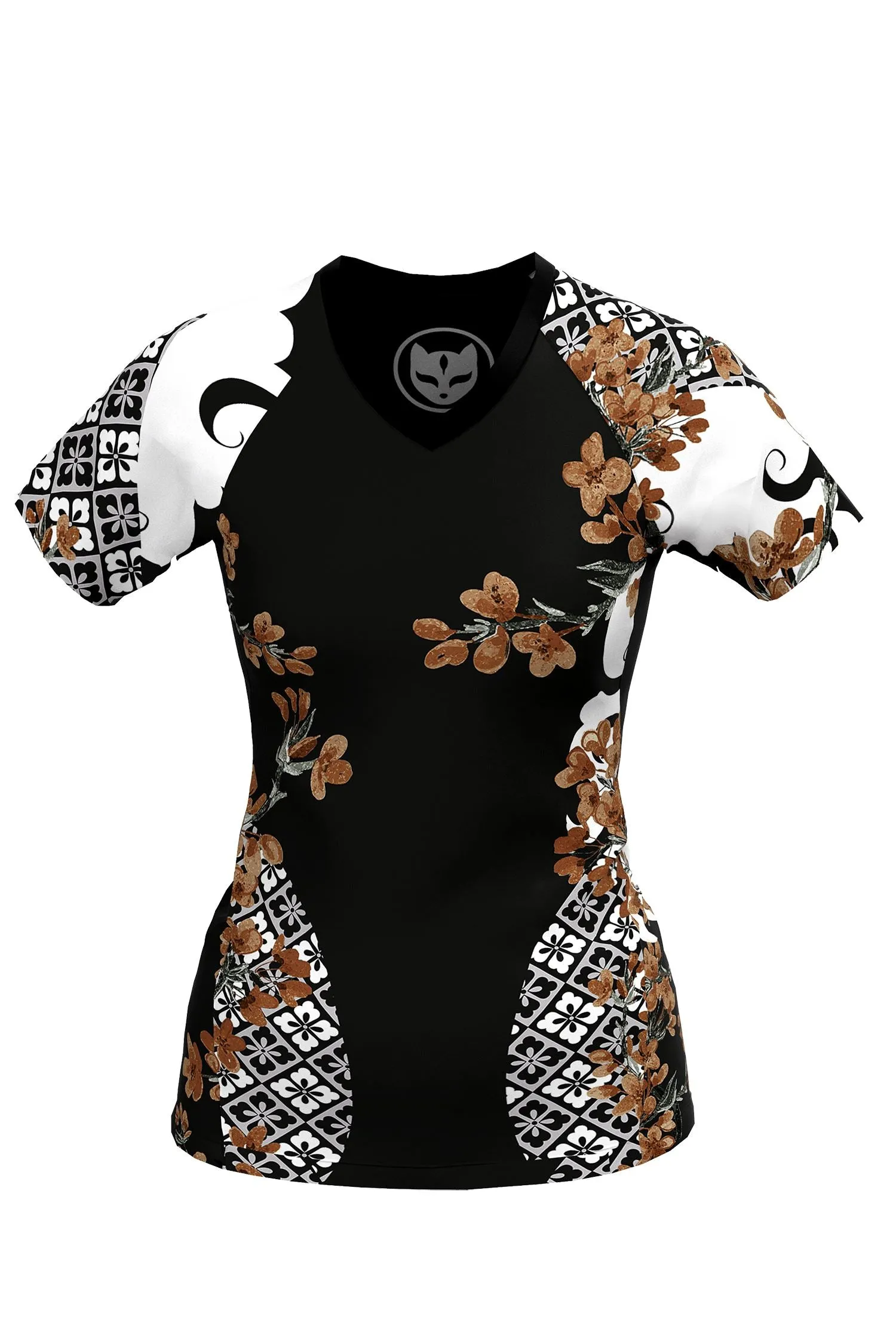 Women's Cherry Blossom Ranked Jiu Jitsu Art Wear Rashguard - Short Sleeve