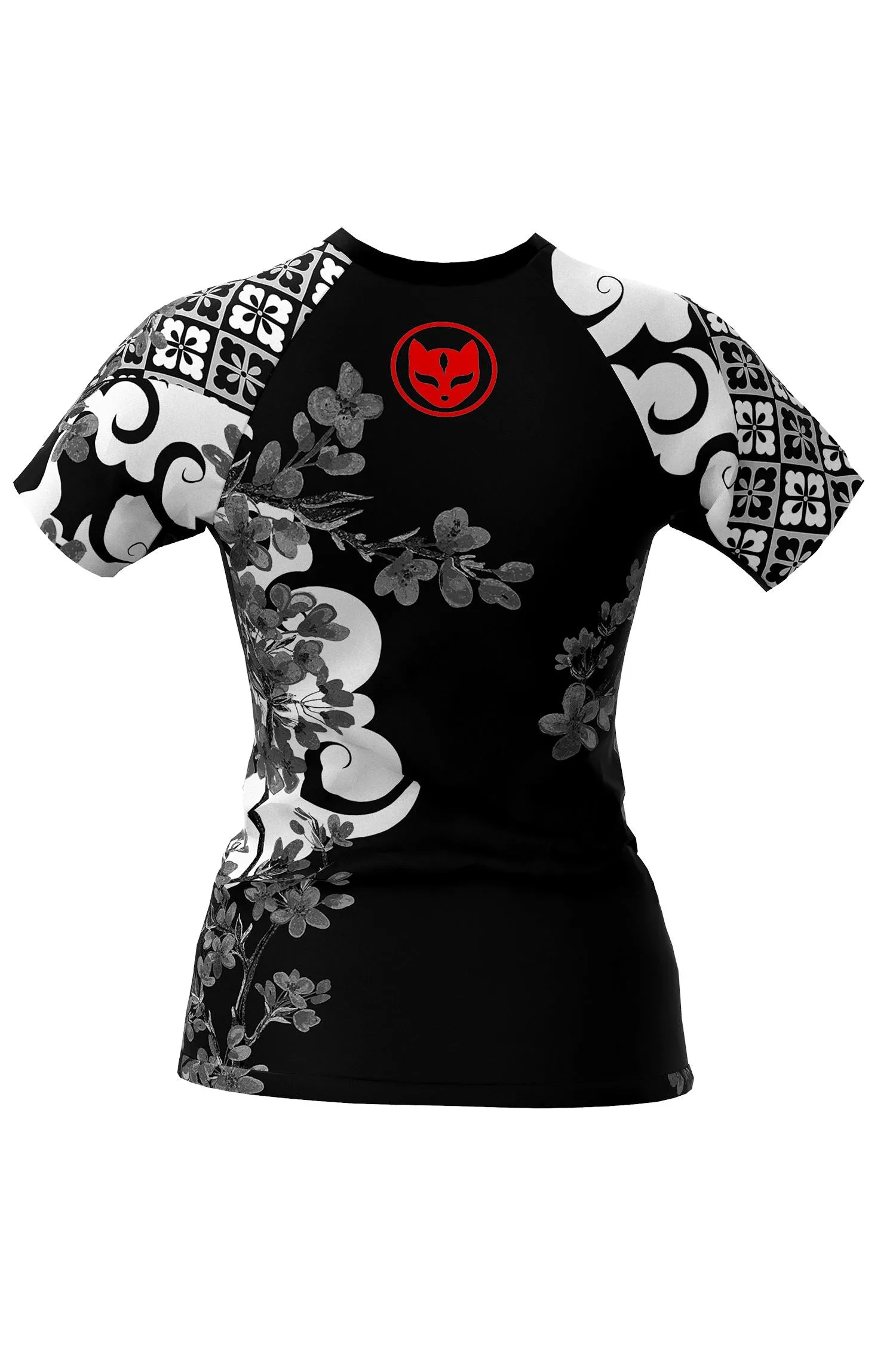 Women's Cherry Blossom Ranked Jiu Jitsu Art Wear Rashguard - Short Sleeve