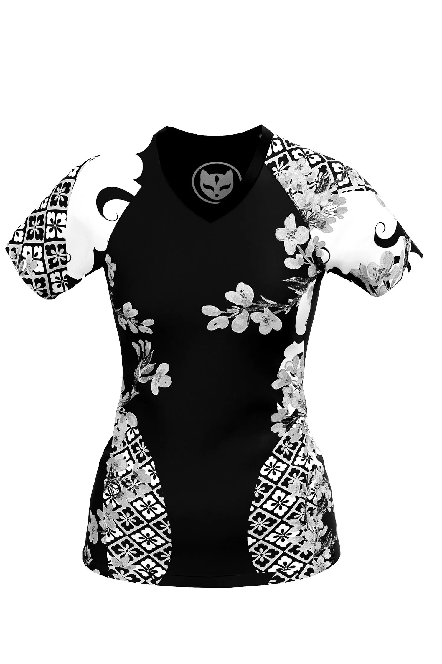 Women's Cherry Blossom Ranked Jiu Jitsu Art Wear Rashguard - Short Sleeve