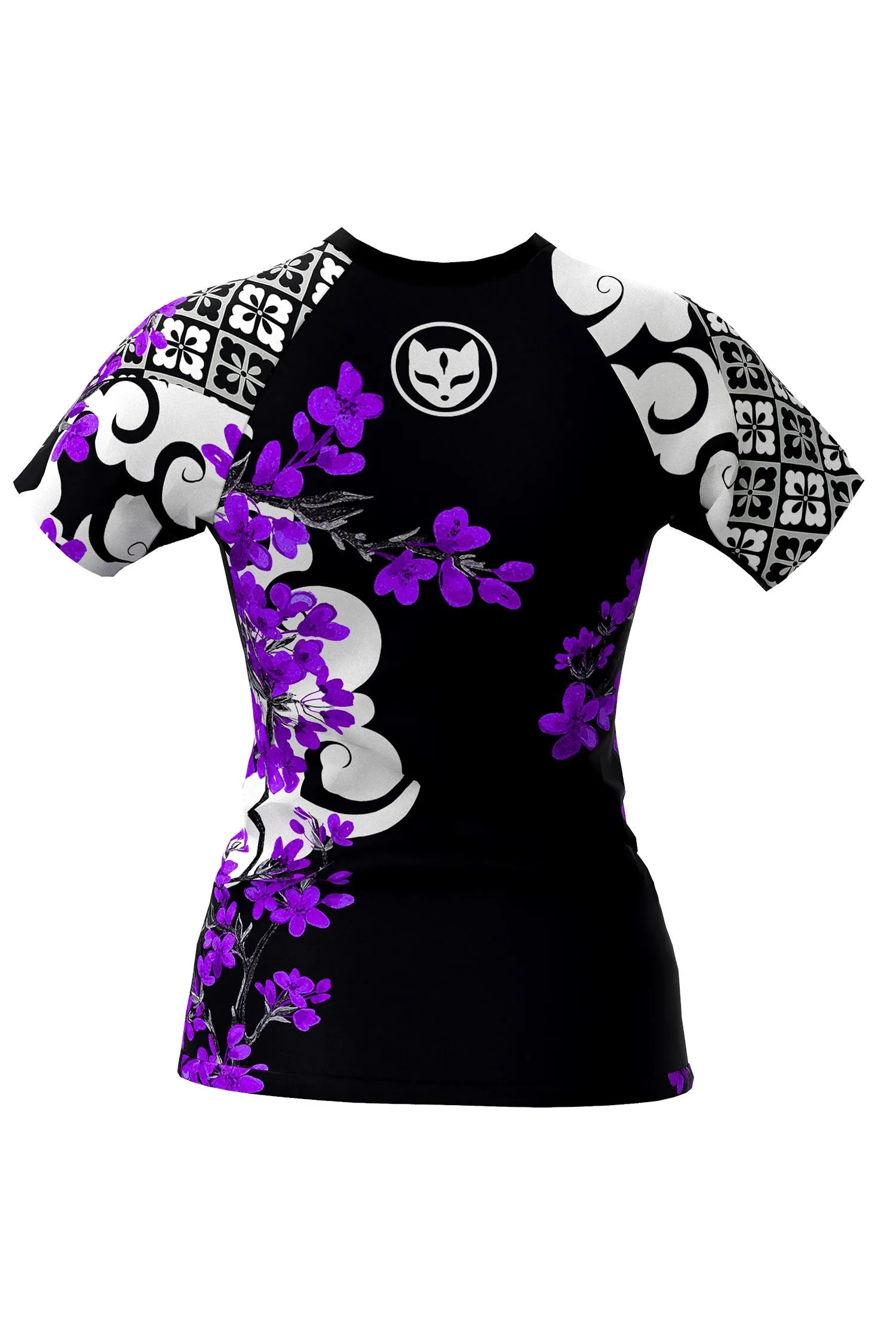 Women's Cherry Blossom Ranked Jiu Jitsu Art Wear Rashguard - Short Sleeve