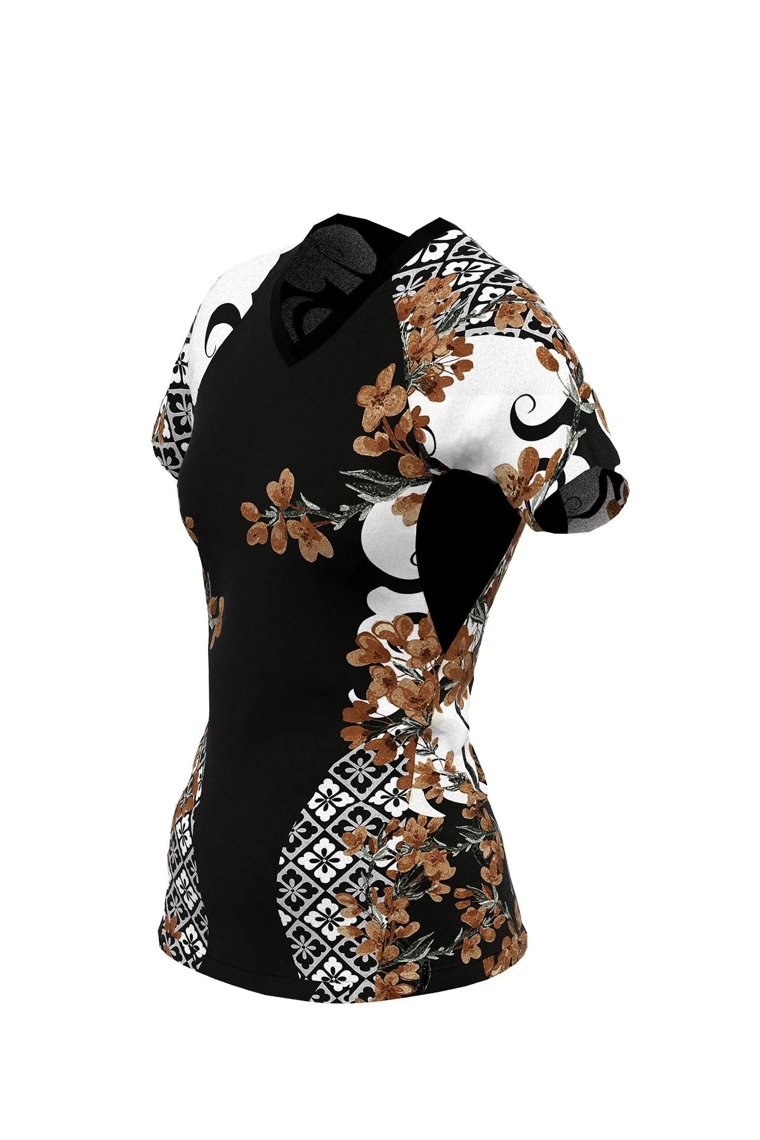 Women's Cherry Blossom Ranked Jiu Jitsu Art Wear Rashguard - Short Sleeve