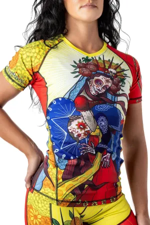 Women's Dia de las Jiujiteiras Jiu Jitsu Art Wear Rashguard - Short Sleeve