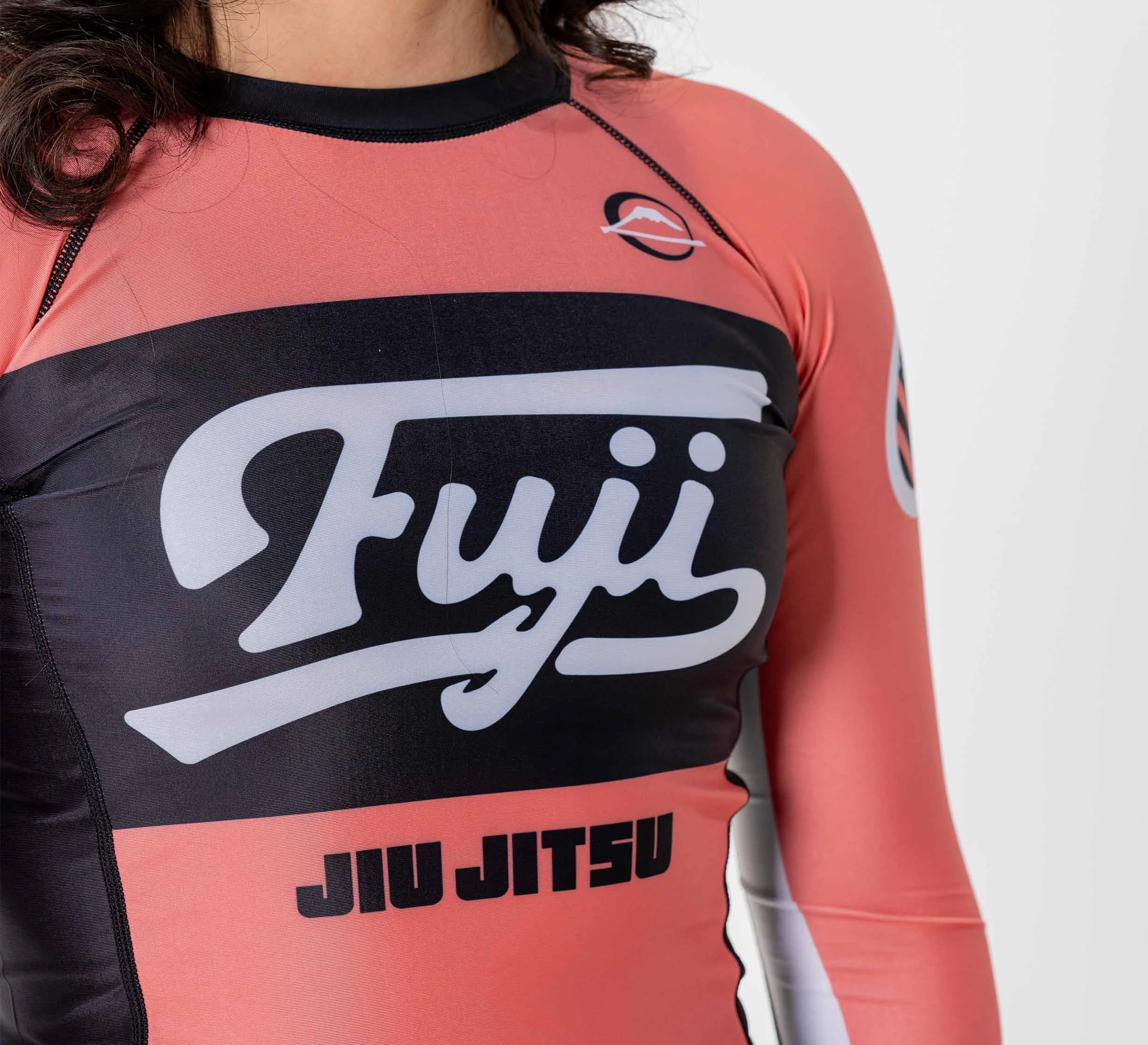 Womens Jiu Jitsu Script Flex Lite Long Sleeve Rashguard Pink